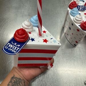 Patriotic Cake Party Cup with Straw
